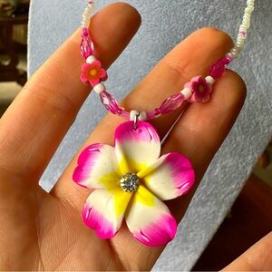 Hand Made in Hawaii Plumeria Floral Necklace